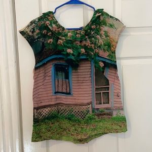 Photograph shirt with button details on back